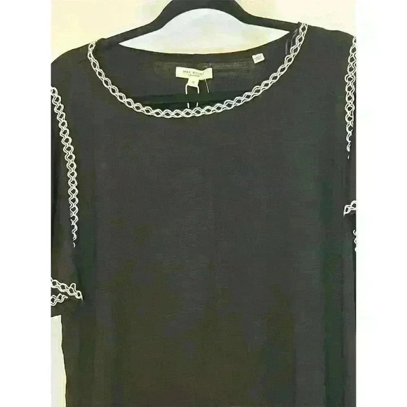 Max Studio Plus 1X Black Flutter Sleeve Knee Length Dress Women - Picture 2 of 14